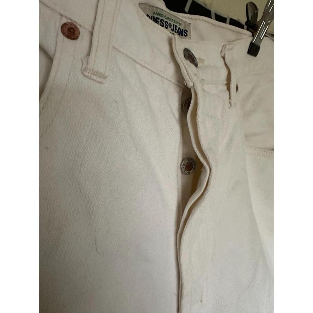 Vintage 90's Guess Jean Shorts Denim Cream White Men's Size 33 Inseam 10.5" - Picture 5 of 8